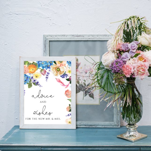Elegant Blue Hydrangea Advice & Wishes Poster Sign (Creator Uploaded)