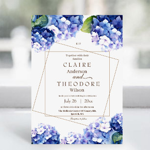 Elegant Blue Hydrangea Beautiful Floral Wedding Invitation