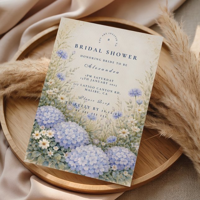 Elegant Blue Hydrangea Bridal Shower Invitation (Creator Uploaded)