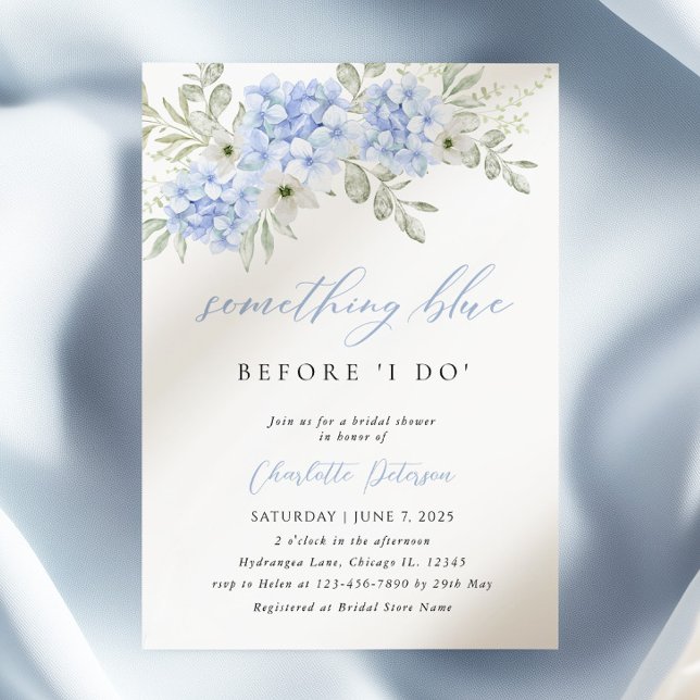 Elegant Blue Hydrangea Bridal Shower Invitation (Creator Uploaded)