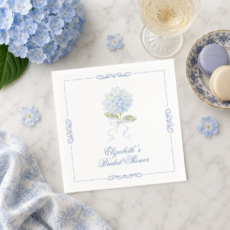 Elegant Blue Hydrangea Bridal Shower Napkin