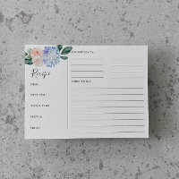 Elegant Blue Hydrangea Bridal Shower Recipe Cards
