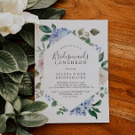 Elegant Blue Hydrangea Bridesmaids Luncheon Invitation<br><div class="desc">This elegant blue hydrangea bridesmaids luncheon invitation is perfect for a spring or summer event. The classic floral design features soft powder blue watercolor hydrangeas accented with neutral blush pink flowers and green leaves.</div>