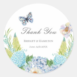 Elegant Blue Hydrangea Classic Round Sticker