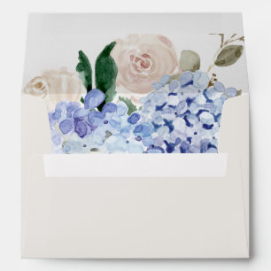 Elegant Blue Hydrangea Cream Wedding Invitation Envelope