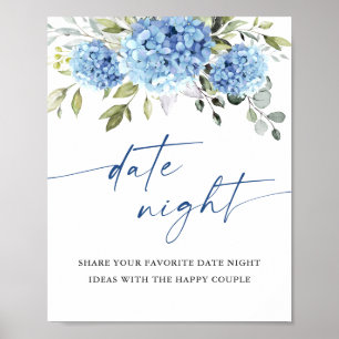 Elegant Blue Hydrangea Date Night Ideas Wedding Poster