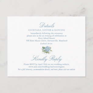 Elegant Blue Hydrangea Details Enclosure Card