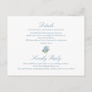 Elegant Blue Hydrangea Details Enclosure Card
