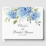 Elegant Blue Hydrangea Eucalyptus Bridal Shower Guest Book<br><div class="desc">For further customisation,  please click the "Customise" link and use our design tool to modify this template. The background colour and text styles are changeable. 
If you need any customisation or matching items,  please contact me.</div>