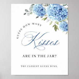 Elegant Blue Hydrangea Eucalyptus Bridal Shower Poster