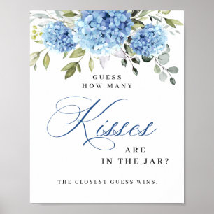 Elegant Blue Hydrangea Eucalyptus Bridal Shower Poster