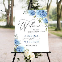 Elegant Blue Hydrangea Eucalyptus Engagement Party