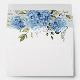 Elegant Blue Hydrangea Eucalyptus for 5x7 card Envelope