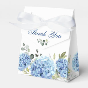 Elegant Blue Hydrangea Eucalyptus Gift Wedding Favour Box