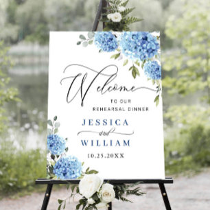 Elegant Blue Hydrangea Eucalyptus REHEARSAL DINNER Poster