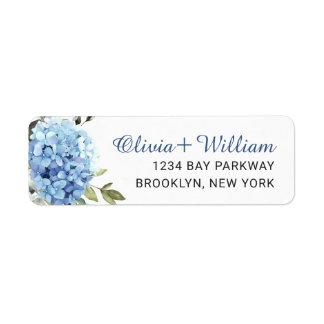 Elegant Blue Hydrangea Eucalyptus Return Address