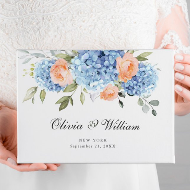 Elegant Blue Hydrangea Eucalyptus Wedding Guest Book (Creator Uploaded)