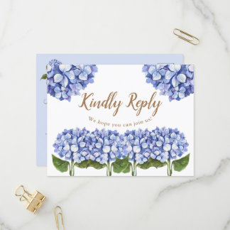 Elegant Blue Hydrangea Floral RSVP Cards