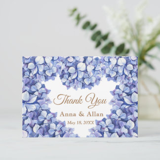 Elegant Blue Hydrangea Floral Thank You Card