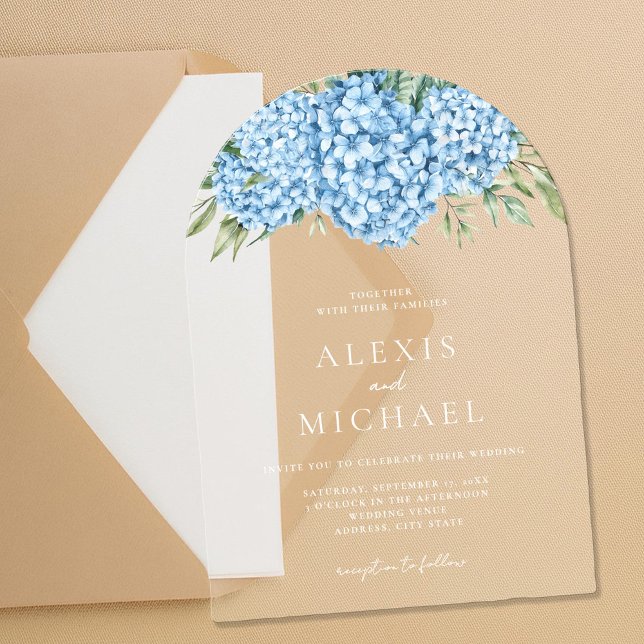 Elegant Blue Hydrangea Floral Wedding Acrylic Invitations (Creator Uploaded)