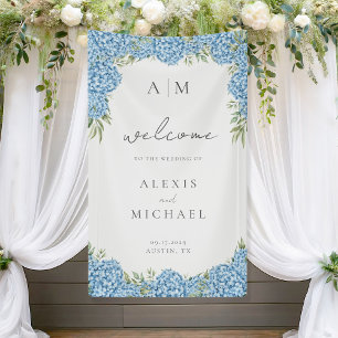 Elegant Blue Hydrangea Floral Wedding Banner