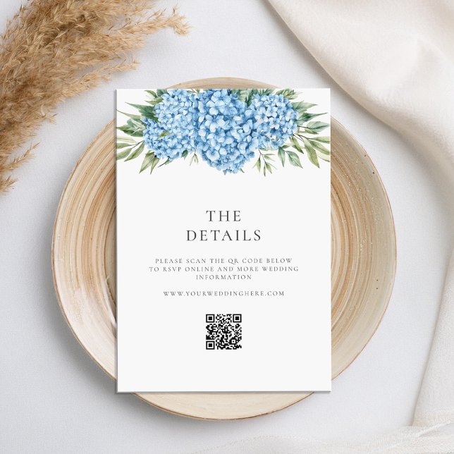 Elegant Blue Hydrangea Floral Wedding Enclosure Card (Creator Uploaded)