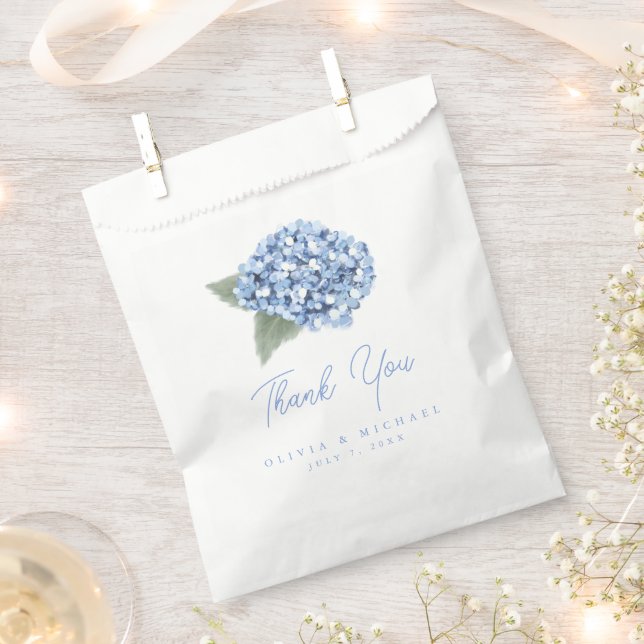 Elegant Blue Hydrangea Floral Wedding  Favour Bags (Clipped)