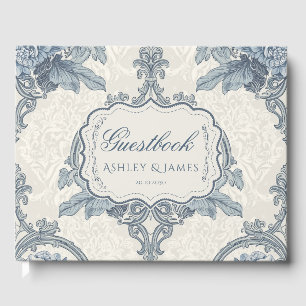 Elegant Blue Hydrangea Floral Wedding Guestbook