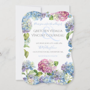 Elegant Blue Hydrangea Floral Wedding Invitation