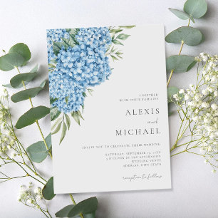 Elegant Blue Hydrangea Floral Wedding Invitation