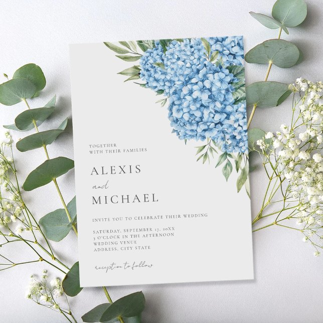 Elegant Blue Hydrangea Floral Wedding Invitation (Creator Uploaded)
