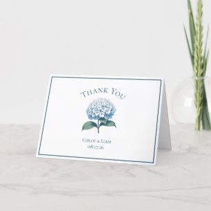 Elegant Blue Hydrangea Flower Wedding Thank You  Card