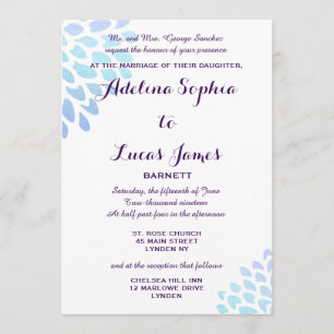 Elegant Blue Hydrangea Formal Wedding Invitation