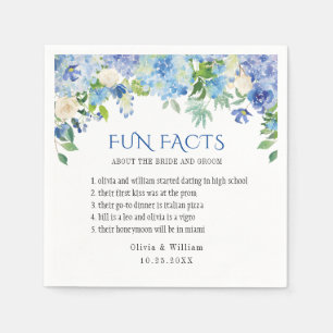 Elegant Blue Hydrangea Fun Facts Wedding Napkin