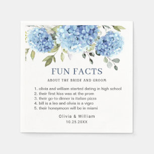 Elegant Blue Hydrangea Fun Facts Wedding Napkin