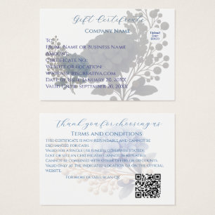 Elegant Blue Hydrangea Gift Card Customer Voucher