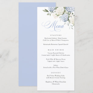 Elegant Blue Hydrangea Greenery Wedding Menu