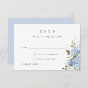 Elegant Blue Hydrangea Greenery Wedding RSVP Card