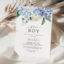 Elegant Blue Hydrangea It's A Boy Baby Shower