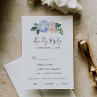 Elegant Blue Hydrangea Menu Choice RSVP Card