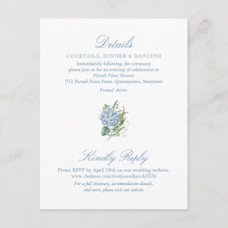 Elegant Blue Hydrangea Monogram Enclosure Card