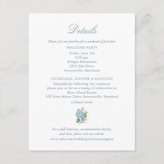 Elegant Blue Hydrangea Monogram Enclosure Card