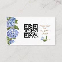 Elegant Blue Hydrangea QR Code RSVP Enclosure Card