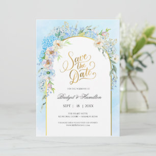 Elegant Blue Hydrangea  Save The Date
