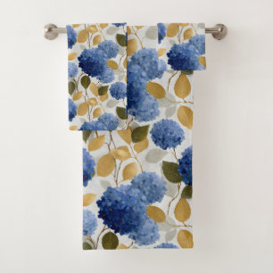 Elegant Blue Hydrangea Seamless Pattern Bath Towel Set
