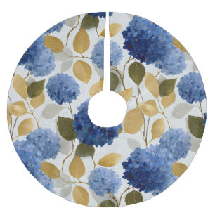 Elegant Blue Hydrangea Seamless Pattern Brushed Polyester Tree Skirt