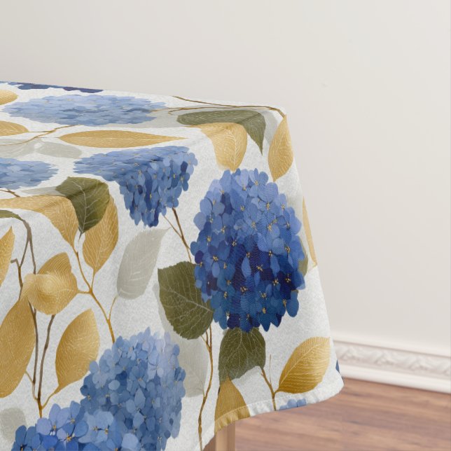  Elegant Blue Hydrangea Seamless Pattern Tablecloth (In Situ)