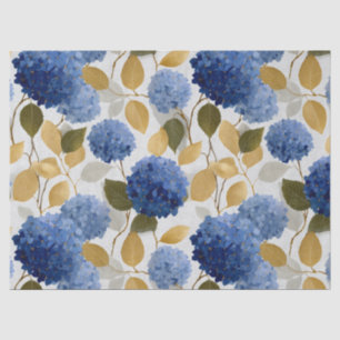 Elegant Blue Hydrangea Seamless Pattern Tissue Paper