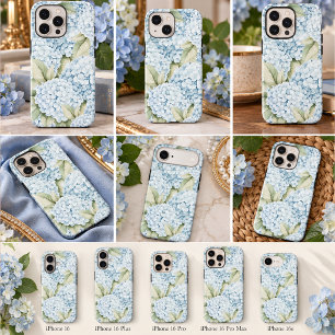 Elegant Blue Hydrangea Watercolor iPhone 16 Case