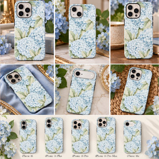 Elegant Blue Hydrangea Watercolor iPhone 16 Case